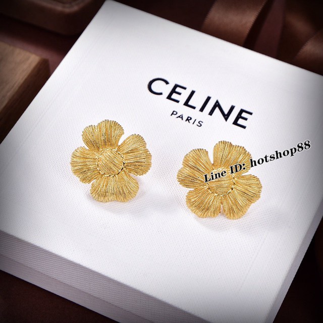 Celine專櫃2022新款配飾品賽琳金色花瓣耳釘 zgb1376